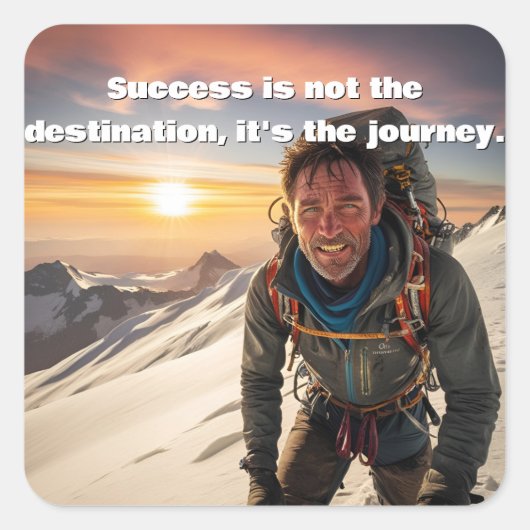 成功と懸命ワークマウンテンクライマーやる気を起こさせる スクエアシール (正面)