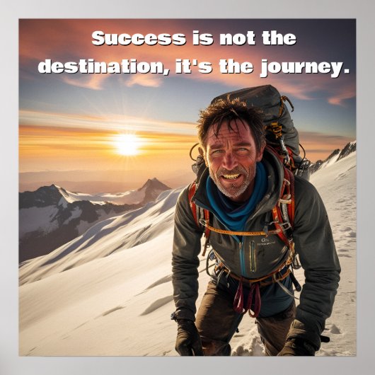 成功と懸命ワークマウンテンクライマーやる気を起こさせる ポスター (正面)