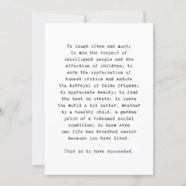 成功に感動的関するEmerson引用文 サンキューカード