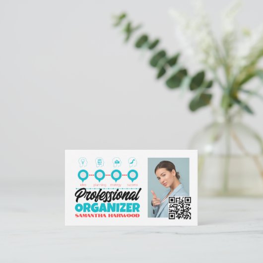 成功のための計画デザイン、プロフェッショナル主催者 名刺 (スタンド正面)