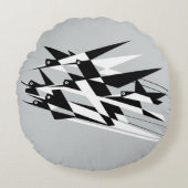 成功のアールデコの幾何学的な鳥に上昇して下さい ラウンドクッション (正面)