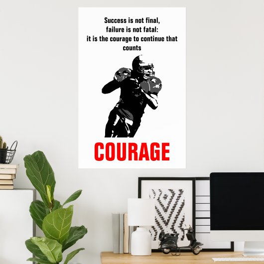 成功の勇気サッカーの感動的動機 ポスター (ホームオフィス)