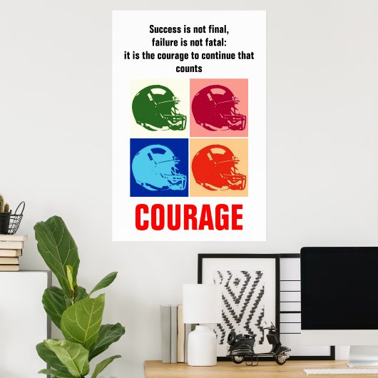 成功の勇気サッカー感動的アポップ・アートのート ポスター (ホームオフィス)