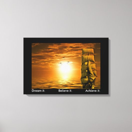 成功の動機信じを成し遂げることを夢見る キャンバスプリント (正面)