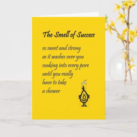 成功の匂い – おめでとうおもしろいの詩 カード (黄色い花)