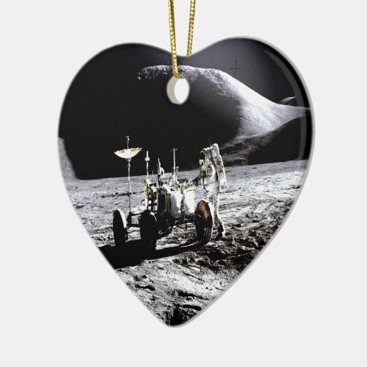 成功の月の粗紡機の宇宙飛行士NASA探検すれば セラミックオーナメント (左)