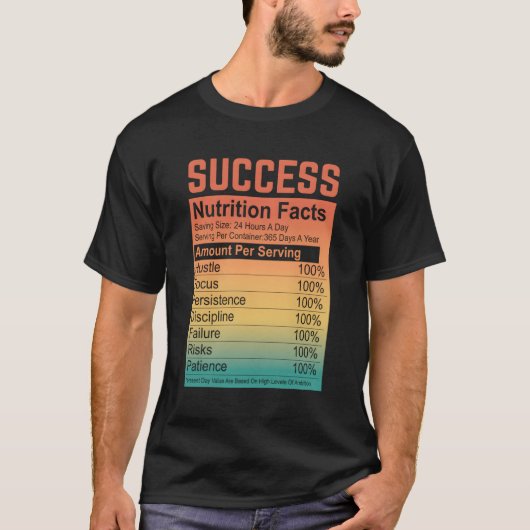 成功の栄養事実とやる気を起こさせる吸気 Tシャツ (正面)