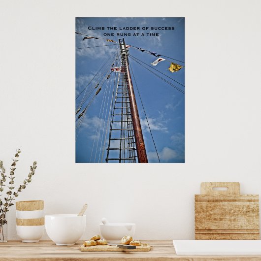 成功の階段を上るやる気を起こさせるプリント ポスター (キッチン)