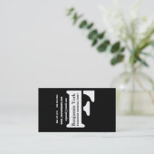 成功は今始まります! モダンで刃の鋭くはっきりしたで上品な黒 名刺 (スタンド正面)