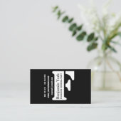 成功は今始まります! モダンで刃の鋭くはっきりしたで上品な黒 名刺 (スタンド正面)