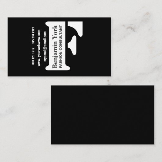 成功は今始まります! モダンで刃の鋭くはっきりしたで上品な黒 名刺 (正面/裏面)