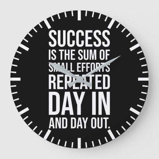 成功は小さな努力の合計 – ジム、ハッスル ラージ壁時計 (正面)