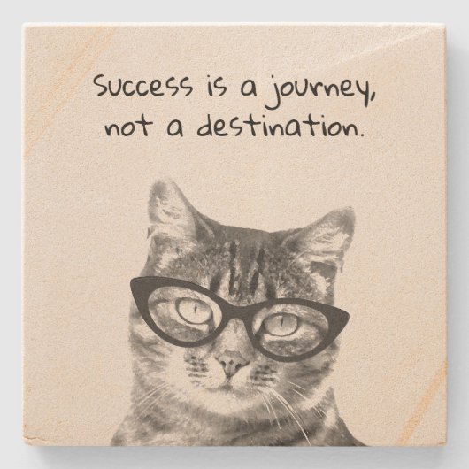 成功は旅ではなく目的地の賢明な引用文 ストーンコースター (正面)