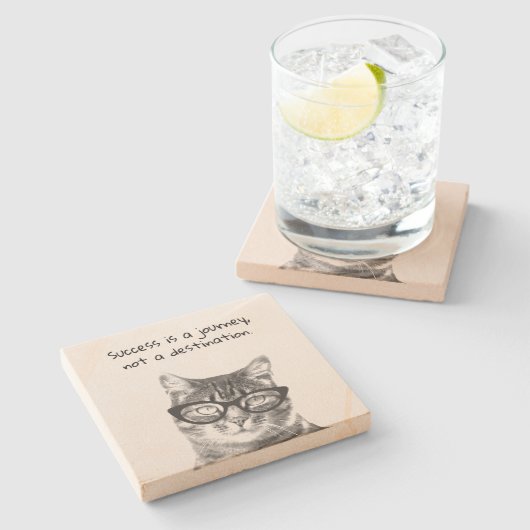 成功は旅ではなく目的地の賢明な引用文 ストーンコースター (横)