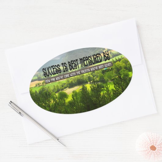 「成功は計最高の測された」感動的引用文 楕円形シール (封筒)