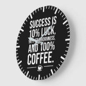 成功は100%コーヒー – おもしろい やる気を起こさせる ラージ壁時計 (傾斜)