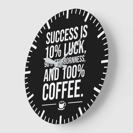 成功は100%コーヒー – おもしろい やる気を起こさせる ラージ壁時計 (傾斜)