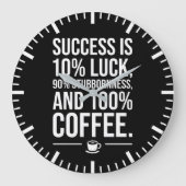 成功は100%コーヒー – おもしろい やる気を起こさせる ラージ壁時計 (正面)