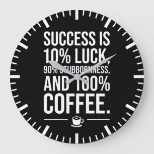 成功は100%コーヒー – おもしろい やる気を起こさせる ラージ壁時計