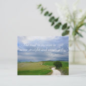 成功への曲線の道やる気を起こさせるのがき ポストカード (スタンド正面)