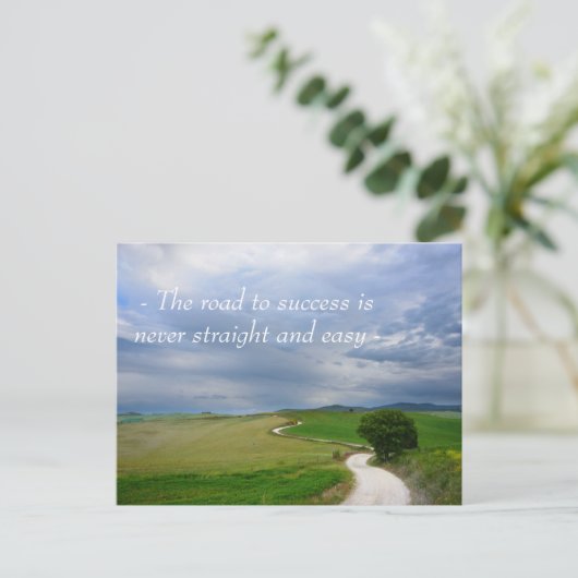 成功への曲線の道やる気を起こさせるのがき ポストカード (スタンド正面)