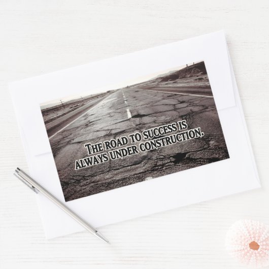 「成功への道」感動的引用文 長方形シール (封筒)