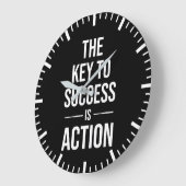 成功への鍵は、アクション、ジム、ハッスル、成功である ラージ壁時計 (傾斜)
