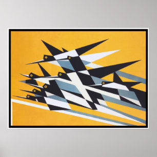 成功への飛躍，鳥，抽象芸術，幾何学的，レトロ ポスター