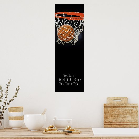 成功やる気を起こさせる引用文バスケットボールドアポスター ポスター (キッチン)