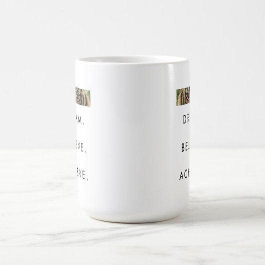成功やる気を起こさせる引用文夢の達成信じ目標 コーヒーマグカップ (中央)