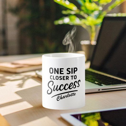 成功やる気を起こさせる引用文白黒 コーヒーマグカップ