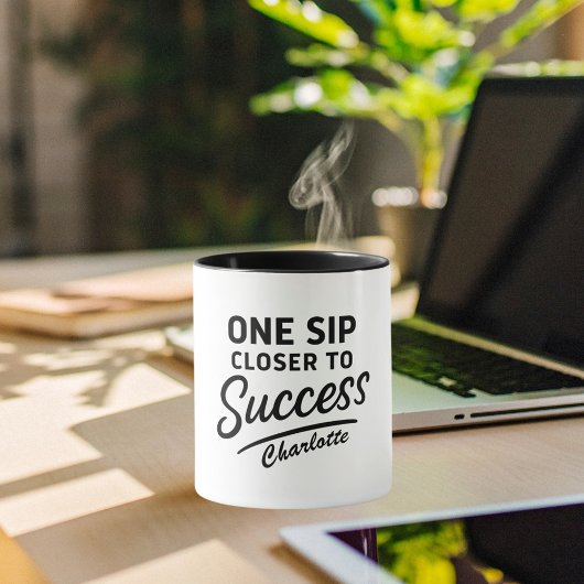 成功やる気を起こさせる引用文白黒 マグカップ