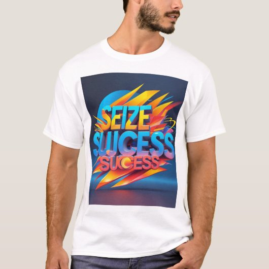 「成功を収めるはっきりした-やる気を起こさせるタイポグラフィ・アート」 Tシャツ (正面)