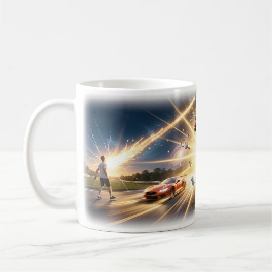 成功を手にする宇宙エネルギーマグ コーヒーマグカップ (左)
