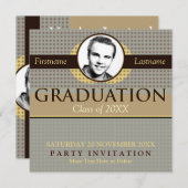 成功クラシックの卒業式とフォト招待状 招待状 (正面/裏面)