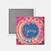 成功ピンクのおもしろいかわいらしフローラのインスピレーション マグネット (正面/裏面)