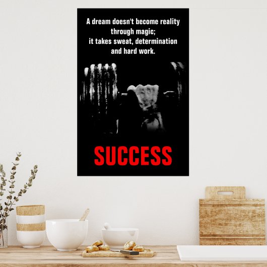 成功ボディビルフィットネス 感動的 ポスター (キッチン)