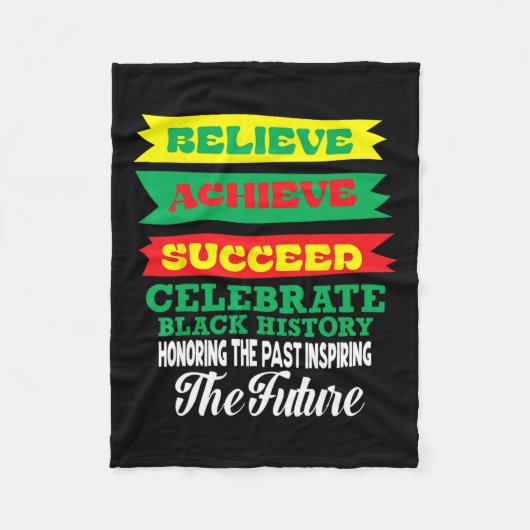成功信じを収め祝る黒史のMo フリースブランケット (正面)