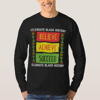 成功信じギフト黒史の達成 Tシャツ