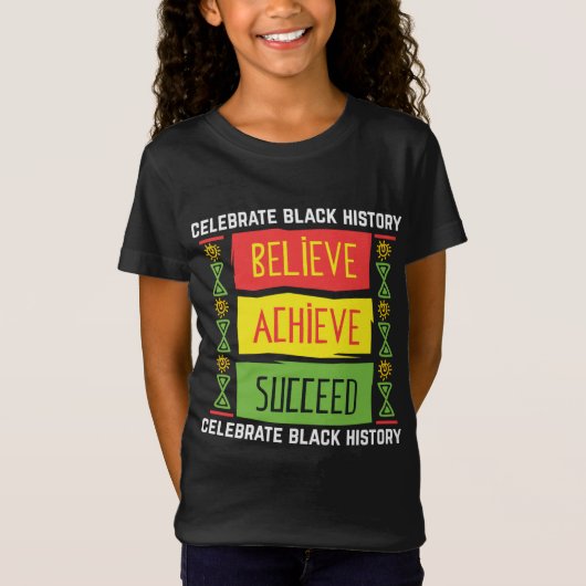 成功信じギフト黒史の達成 Tシャツ (正面)