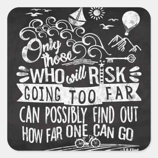 成功達成忍耐タイポグラフィ引用文 スクエアシール (正面)