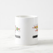 成功(DNAの写し)のためにコードされる コーヒーマグカップ (中央)