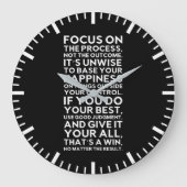 成果ではなくプロセスに焦点を当てる – 成功の動機 ラージ壁時計 (正面)