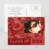 成果赤卒業招待状はがき インビテーションポストカード (正面/裏面)
