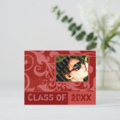 成果赤卒業招待状はがき インビテーションポストカード (スタンド正面)