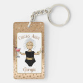 成熟したおもしろい民族女性マンガクルーズ熱帯 キーホルダー (裏面)
