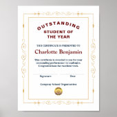 成績証明書の学生カスタム ポスター (正面)