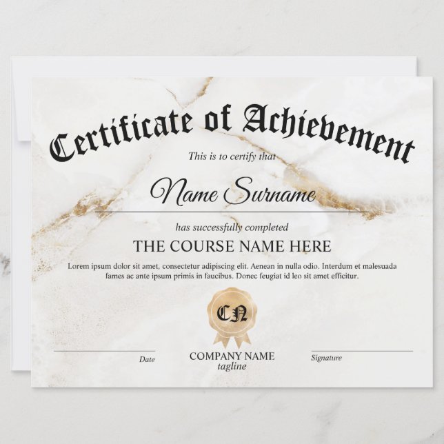 成績証明書の授与のコース (正面)