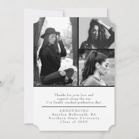 成長した及びEleganの卒業生、卒業の発表 招待状 (裏面)