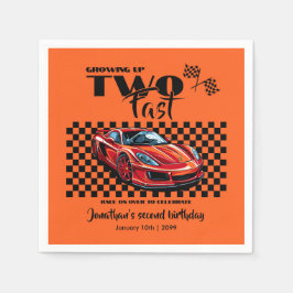 成長して早い2歳の誕生日にレッドスポーツカー スタンダードカクテルナプキン